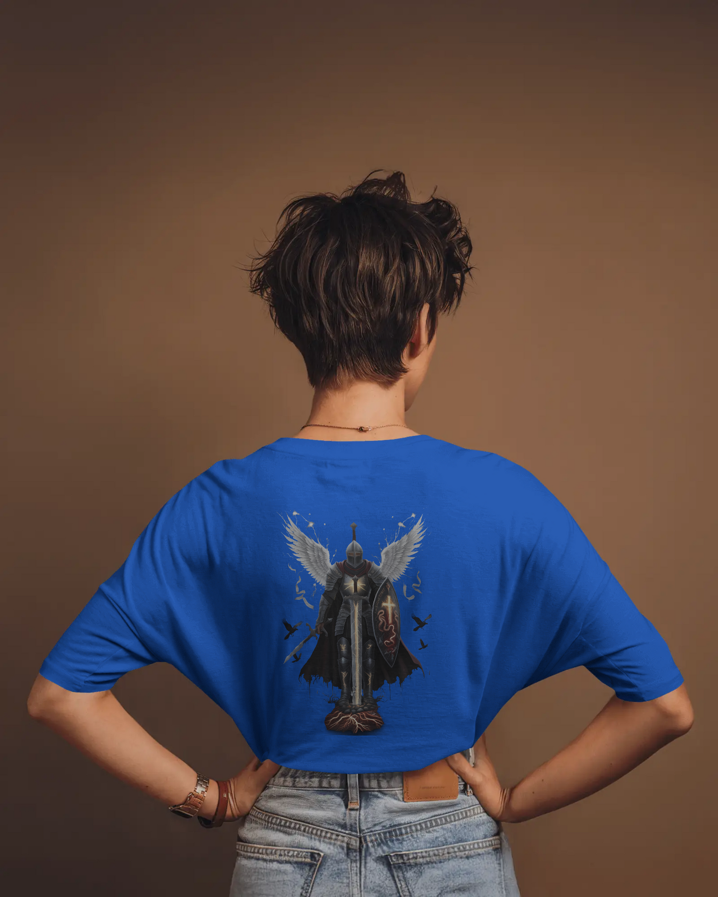 Majestic Strength in Oversized Comfort – Winged Knight Tee