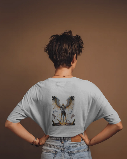 Majestic Strength in Oversized Comfort – Winged Knight Tee