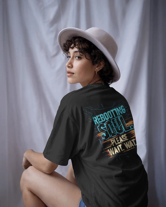 Earth & Thread | Rebooting Soul 100% Cotton Oversized Tee - Premium French Terry Tech Graphic