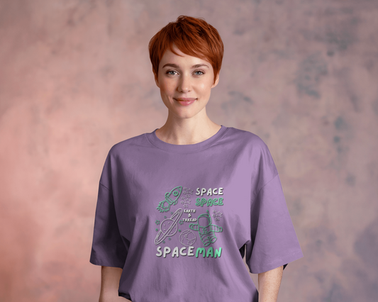 Explore the Cosmos in Oversized Comfort – Spaceman Tee