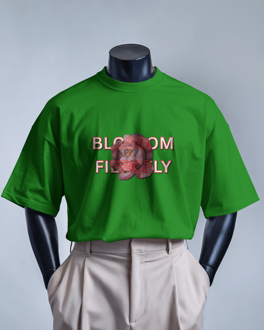 Earth & Thread | Blossom Fiercely 100% Cotton Regular Fit T-Shirt - Premium 180 GSM Empowering Floral Graphic Tee