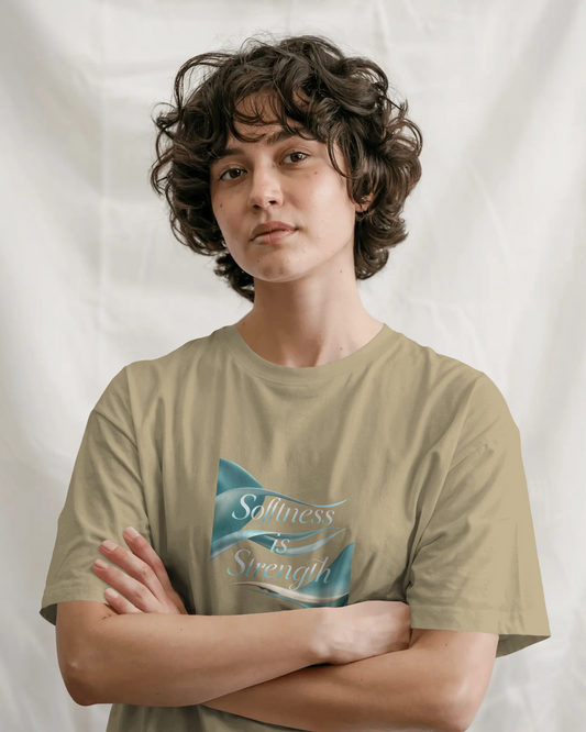 Earth & Thread | Softness Is Strength 100% Cotton Regular Fit T-Shirt - Premium 180 GSM Empowering Tee
