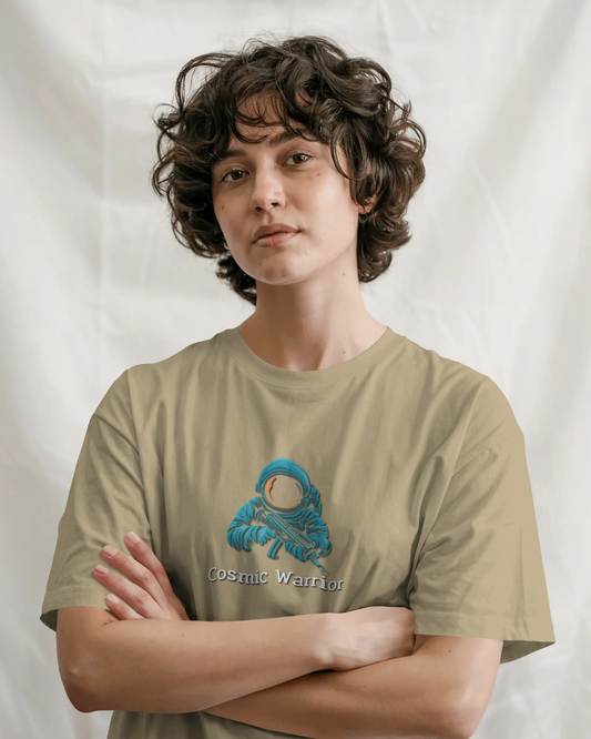 Earth & Thread | Cosmic Warrior 100% Cotton Regular Fit T-Shirt - Premium 180 GSM Space Adventure Graphic Tee