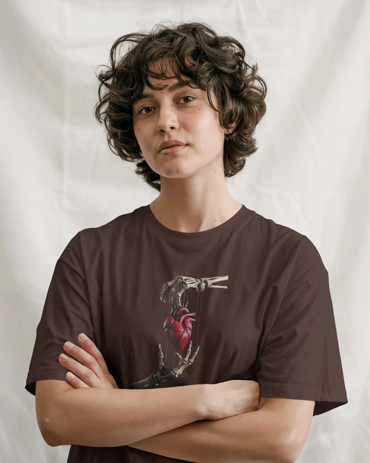 Earth & Thread | Skeleton Hands Holding Heart 100% Cotton Regular Fit T-Shirt - Premium 180 GSM Gothic Romance Graphic
