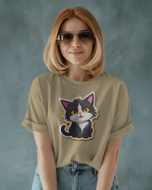 Earth & Thread | Cuddly Kitten 100% Cotton Regular Fit T-Shirt - Premium 180 GSM Adorable Pet Graphic Tee