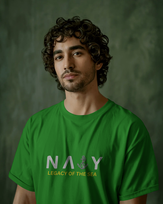 Earth & Thread | Navy Legacy of the Sea 100% Cotton Regular Fit T-Shirt - Premium 180 GSM Maritime Heritage Tee
