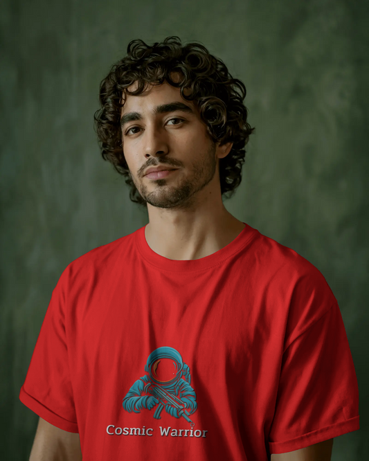 Earth & Thread | Cosmic Warrior 100% Cotton Regular Fit T-Shirt - Premium 180 GSM Space Adventure Graphic Tee