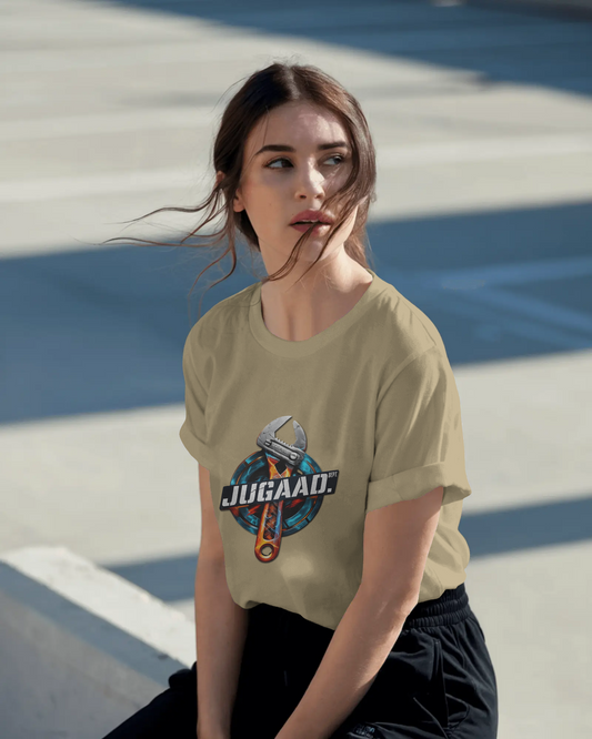 Earth & Thread | JUGAAD. 100% Cotton Regular Fit T-Shirt - Premium 180 GSM Ingenuity Mechanic Graphic Tee