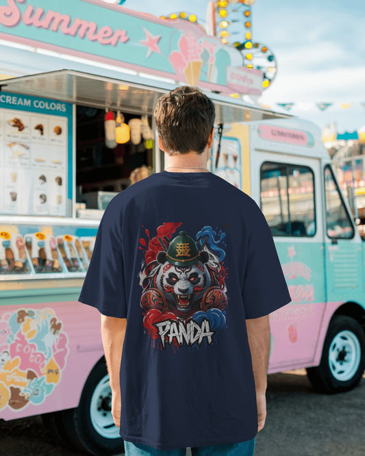 Earth & Thread | Fierce Panda 100% Cotton Oversized Tee - Premium French Terry Back Print