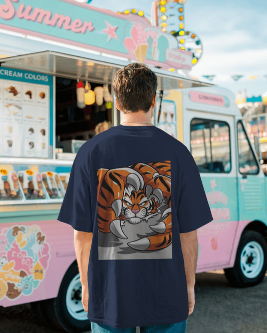 "Earth & Thread | Roaring Power 100% Cotton Oversized Tee - Premium French Terry Back Graphic"