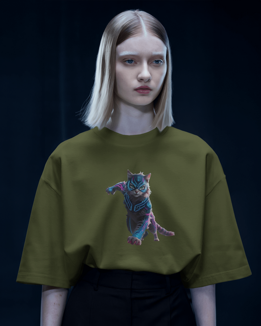 Oversized French Terry – Fierce Feline Tee