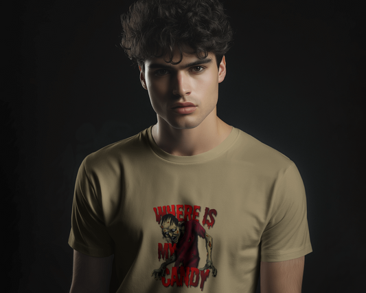 Earth & Thread | Where Is My Candy 100% Cotton Regular Fit T-Shirt - Premium 180 GSM Zombie Graphic Tee