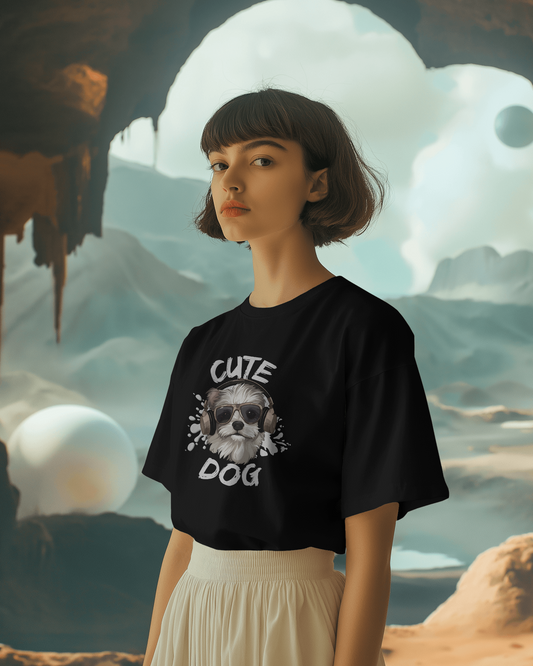 Cool & Confident in Oversized Comfort – Cute Dog Tee