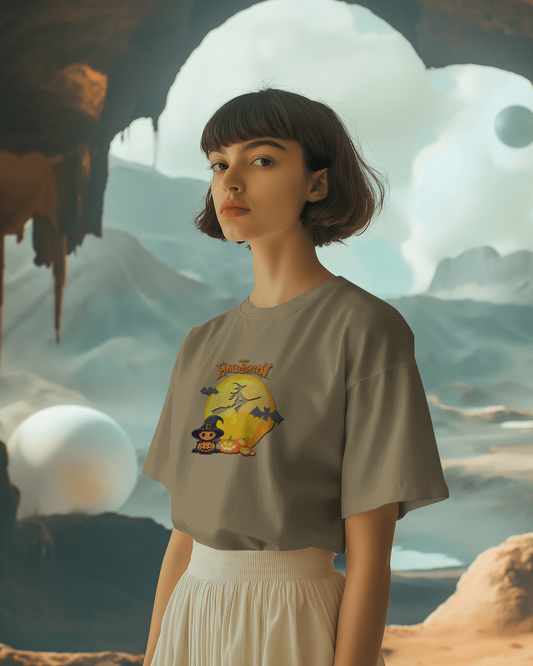 Hauntingly Smooth Comfort – Flying Witch Halloween Tee