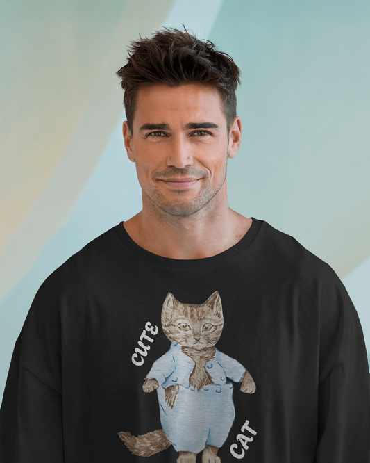 Cozy & Cute in Oversized Comfort – Cute Cat Tee