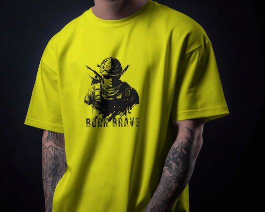 Earth & Thread | Born Brave 100% Cotton Regular Fit T-Shirt - Premium 180 GSM Soldier Spirit Graphic Tee