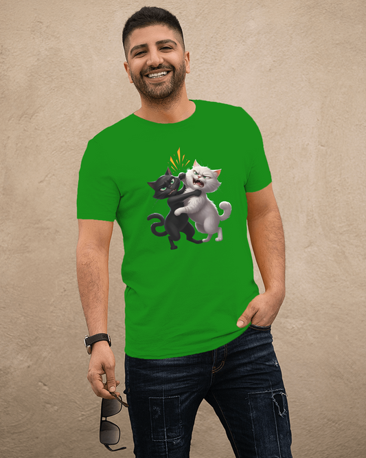 Earth & Thread | Hugging Cats 100% Cotton Regular Fit T-Shirt - Premium 180 GSM Adorable Pet Graphic