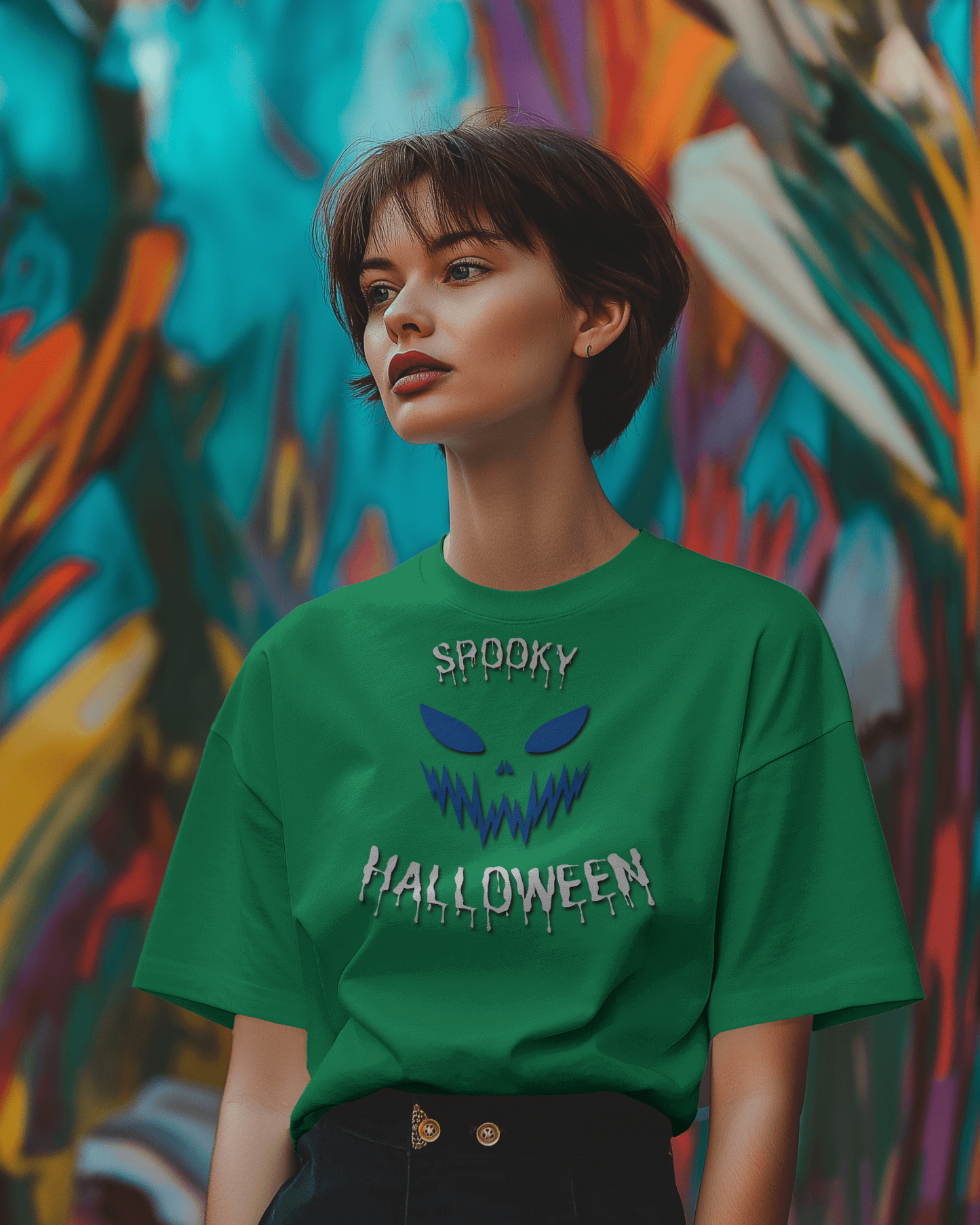 Spooky Halloween in Oversized Comfort – Creepy Tee