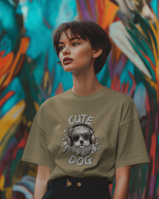 Cool & Confident in Oversized Comfort – Cute Dog Tee