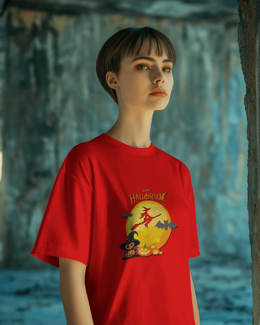 Hauntingly Smooth Comfort – Flying Witch Halloween Tee