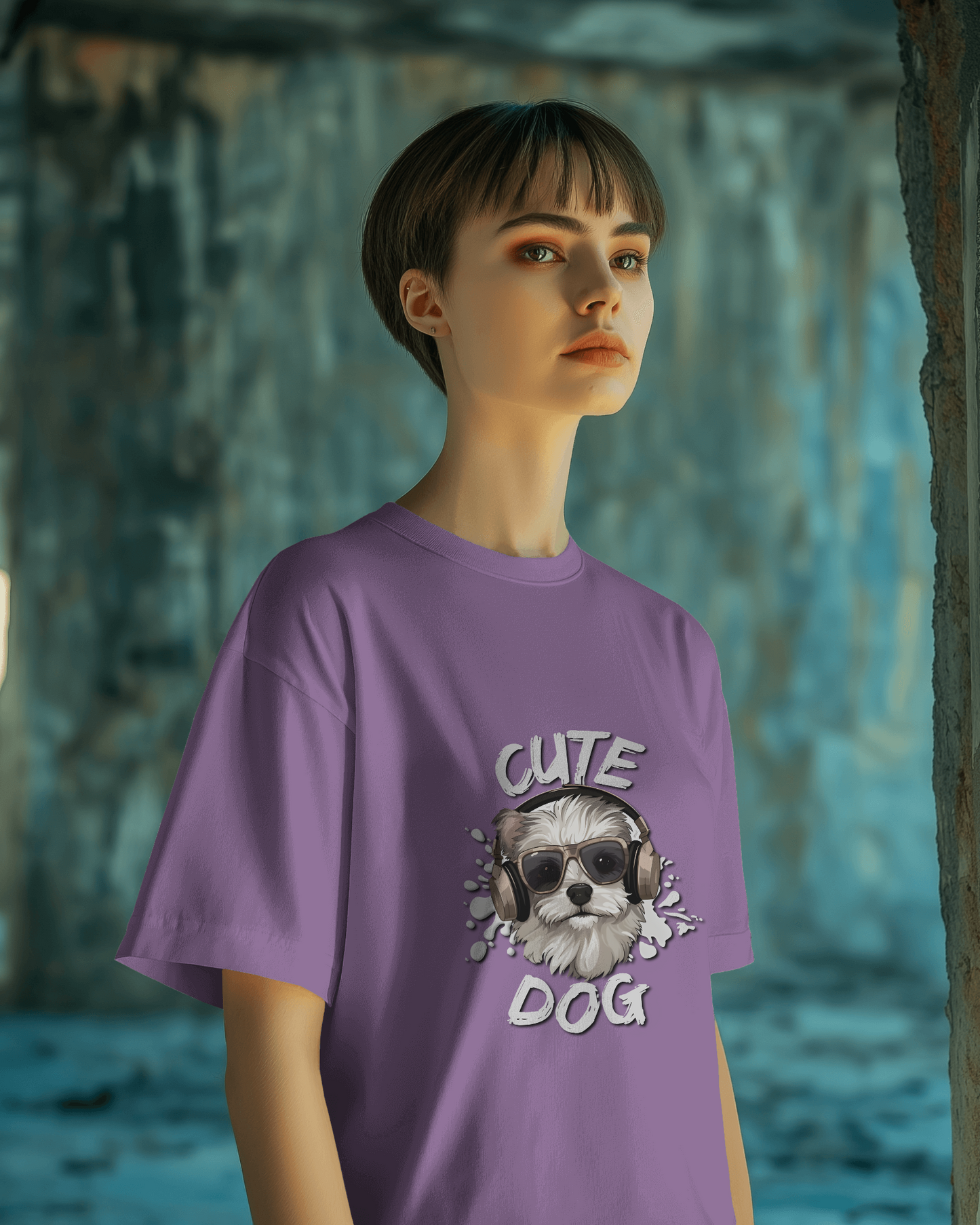 Cool & Confident in Oversized Comfort – Cute Dog Tee