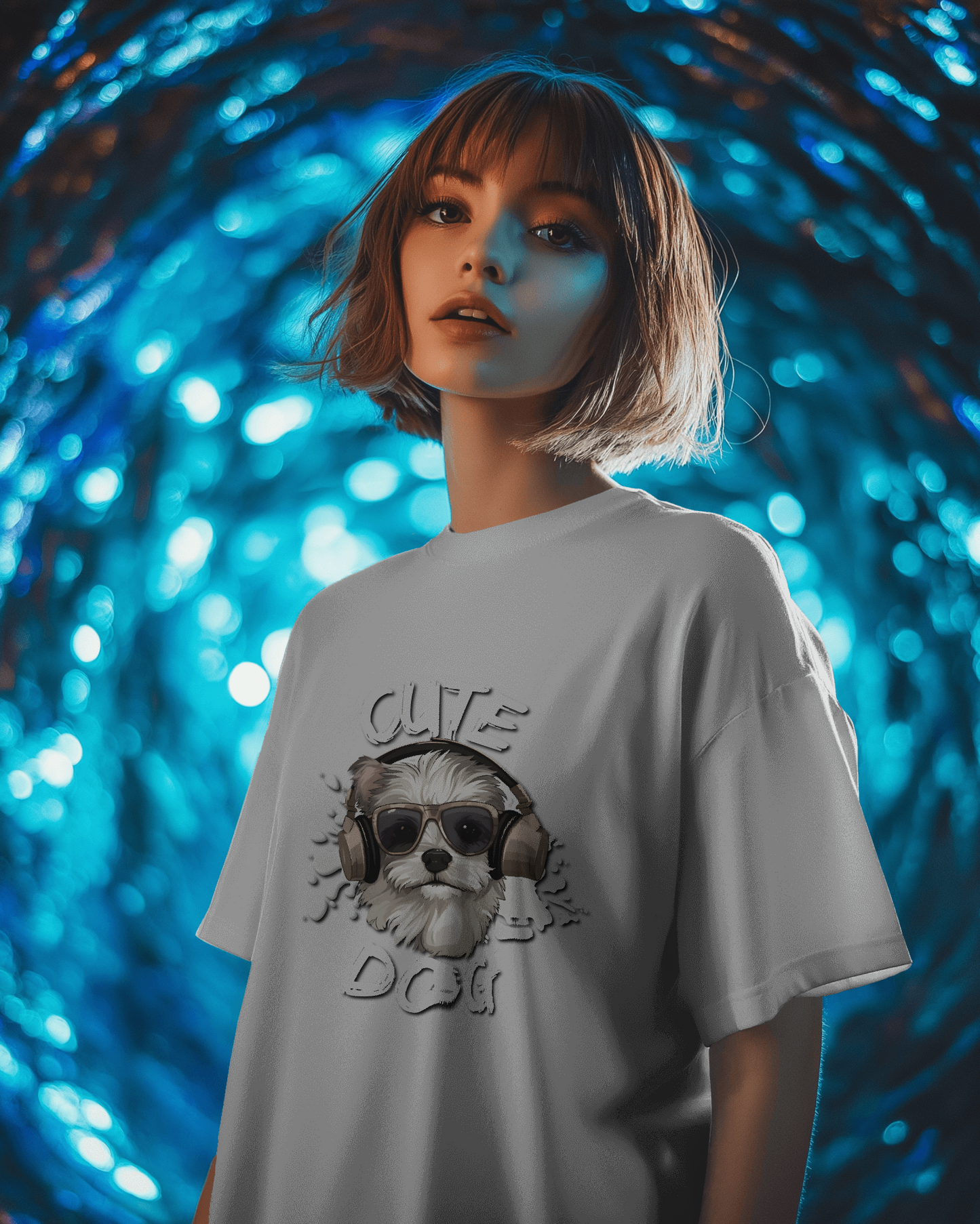 Cool & Confident in Oversized Comfort – Cute Dog Tee
