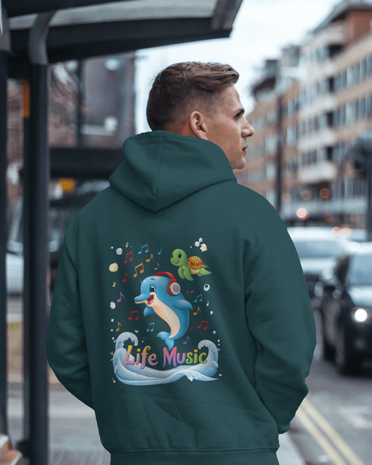 Oversized Hoodie – Life Music Dolphin Edition