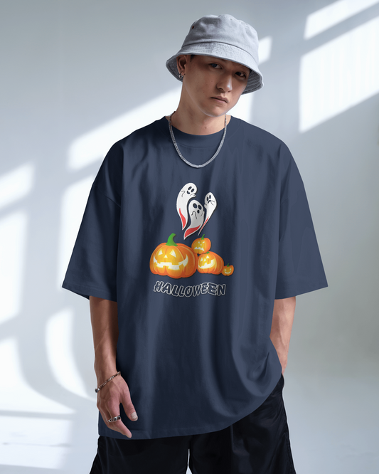 Oversized French Terry – Ghostly Pumpkin Halloween Tee