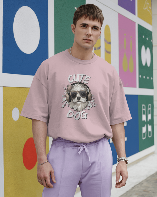 Cool & Confident in Oversized Comfort – Cute Dog Tee