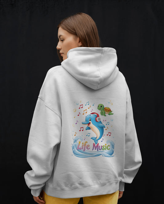 Oversized Hoodie – Life Music Dolphin Edition