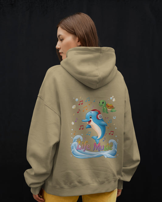Oversized Hoodie – Life Music Dolphin Edition