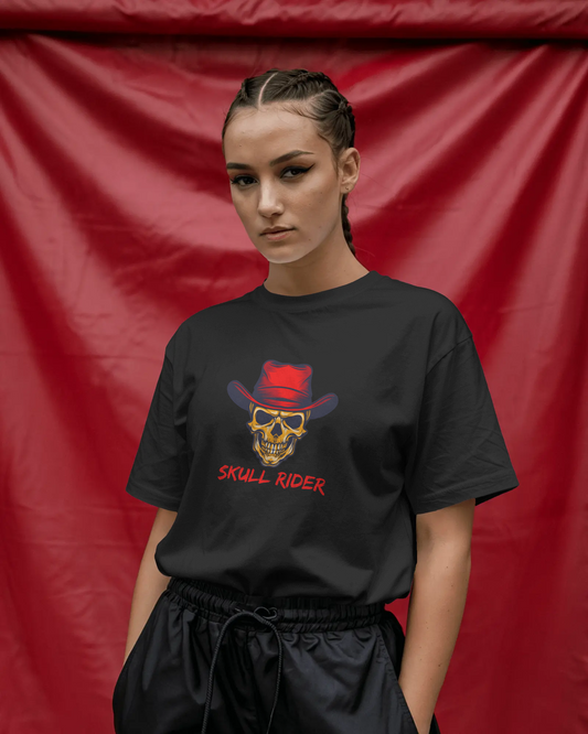 Earth & Thread | Skull Rider 100% Cotton Regular Fit T-Shirt - Premium 180 GSM Edgy Western Graphic Tee