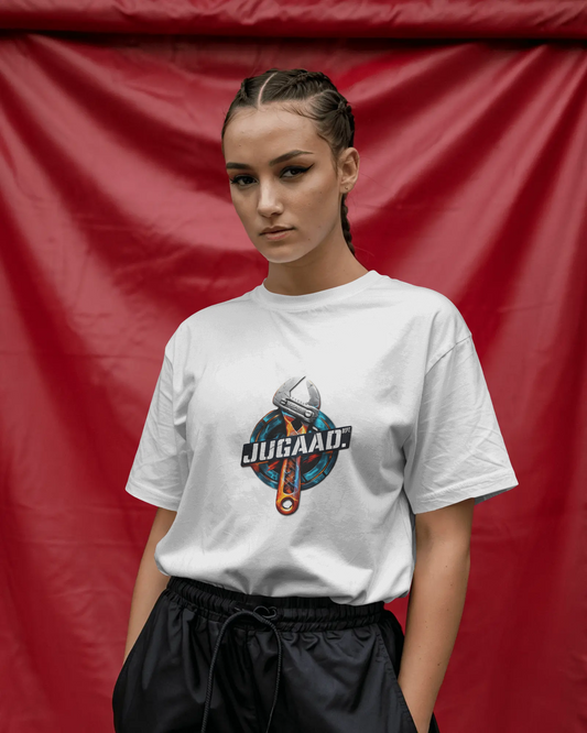 Earth & Thread | JUGAAD. 100% Cotton Regular Fit T-Shirt - Premium 180 GSM Ingenuity Mechanic Graphic Tee