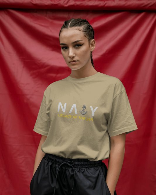 Earth & Thread | Navy Legacy of the Sea 100% Cotton Regular Fit T-Shirt - Premium 180 GSM Maritime Heritage Tee