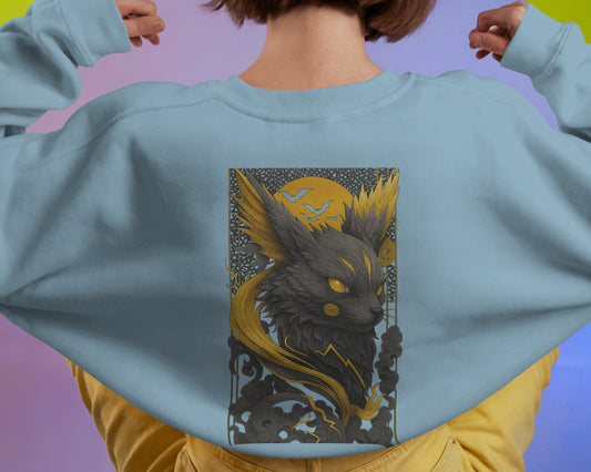 Earth & Thread Oversized Unisex Pikachu Sweatshirt | 350 GSM Cotton Fleece | Anime Graphic Pullover | Front & Back Print | Winter Wear | Crew Neck | Casual Streetwear for Men & Women