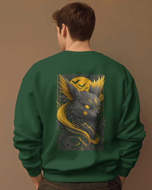 Earth & Thread Oversized Unisex Pikachu Sweatshirt | 350 GSM Cotton Fleece | Anime Graphic Pullover | Front & Back Print | Winter Wear | Crew Neck | Casual Streetwear for Men & Women