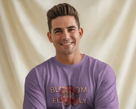 Earth & Thread | Blossom Fiercely 100% Cotton Regular Fit T-Shirt - Premium 180 GSM Empowering Floral Graphic Tee