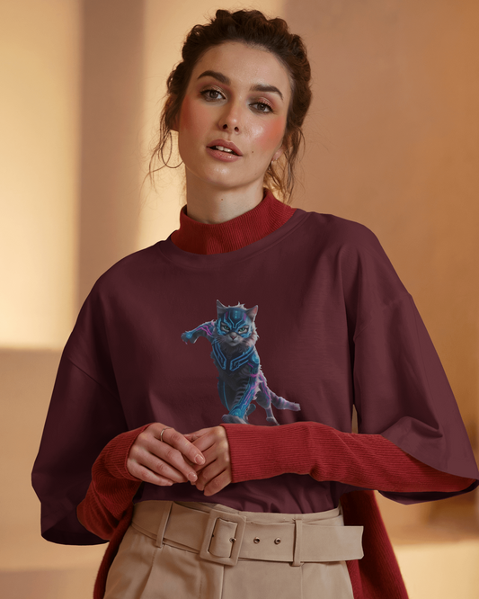 Oversized French Terry – Fierce Feline Tee