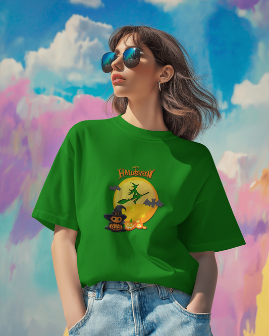 Hauntingly Smooth Comfort – Flying Witch Halloween Tee