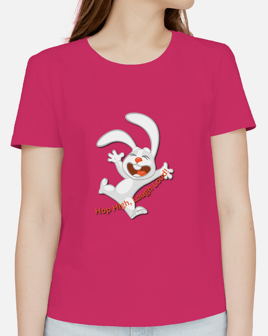Earth & Thread | Hop High! 100% Cotton Regular Fit T-Shirt - Premium 180 GSM Energetic Rabbit Graphic Tee