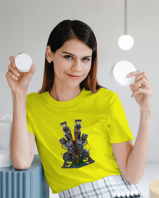 Earth & Thread | Biomechanical Engine Tree 100% Cotton Regular Fit T-Shirt - Premium 180 GSM Tech Nature Graphic