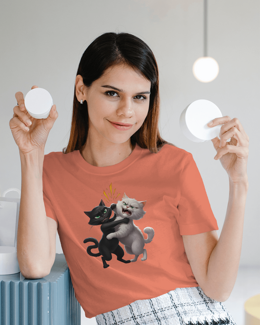 Earth & Thread | Hugging Cats 100% Cotton Regular Fit T-Shirt - Premium 180 GSM Adorable Pet Graphic