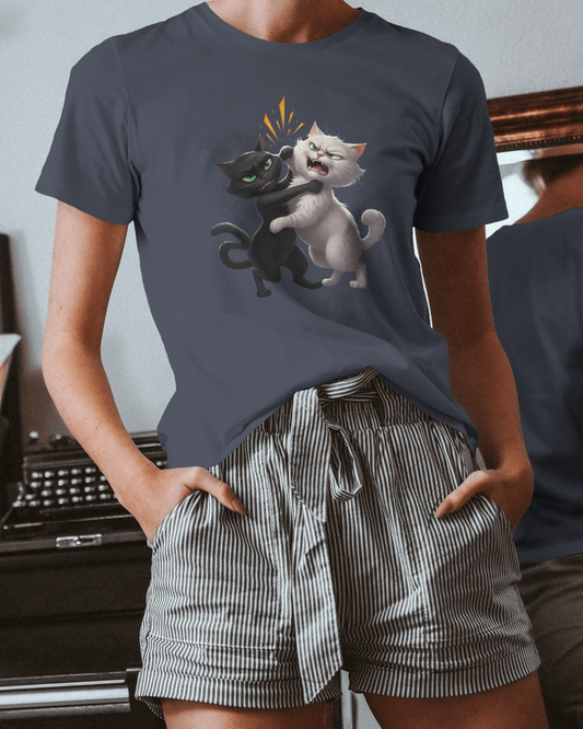 Earth & Thread | Hugging Cats 100% Cotton Regular Fit T-Shirt - Premium 180 GSM Adorable Pet Graphic