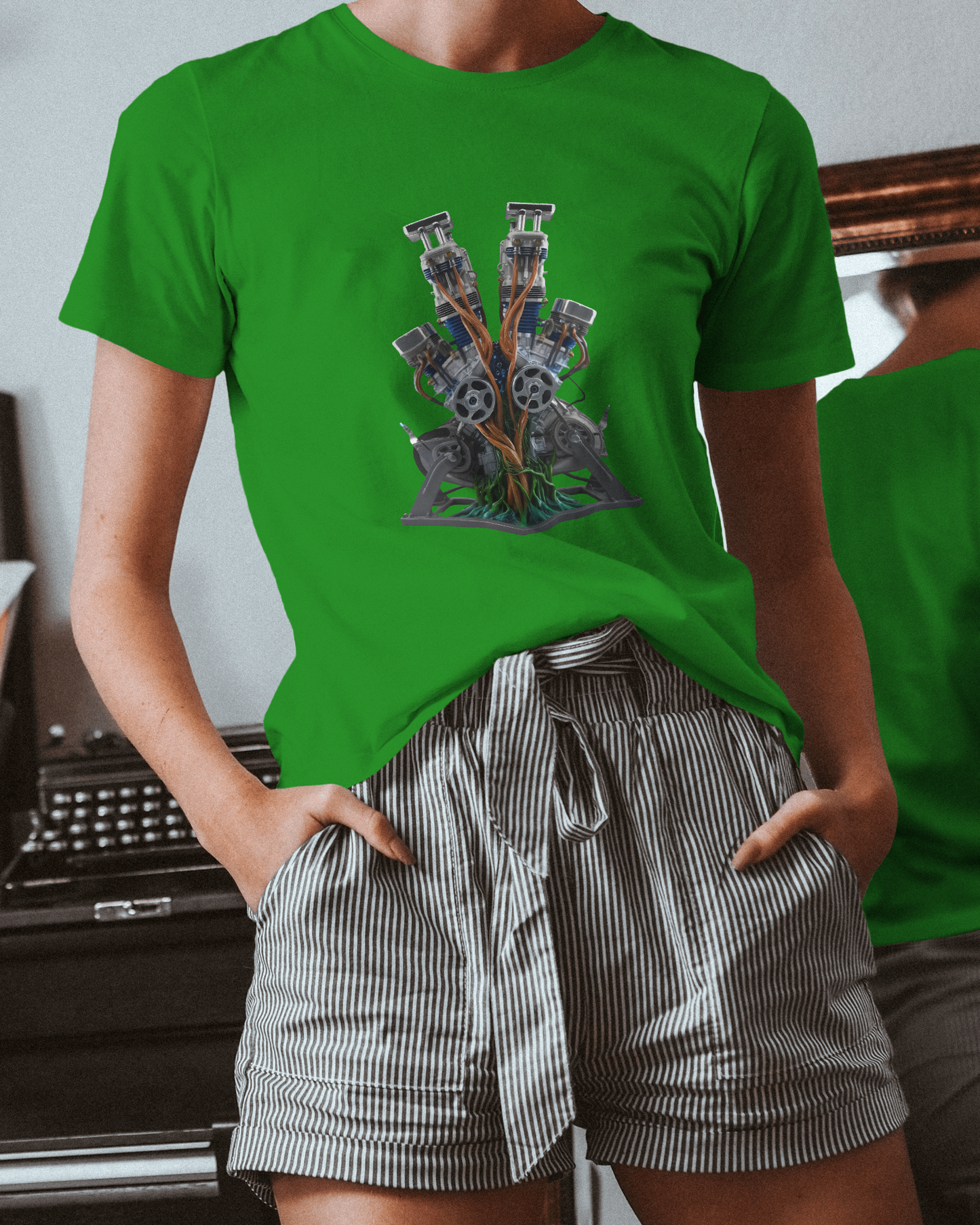 Earth & Thread | Biomechanical Engine Tree 100% Cotton Regular Fit T-Shirt - Premium 180 GSM Tech Nature Graphic