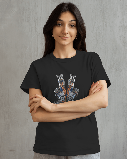 Earth & Thread | Biomechanical Engine Tree 100% Cotton Regular Fit T-Shirt - Premium 180 GSM Tech Nature Graphic