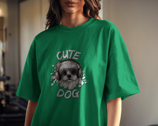 Cool & Confident in Oversized Comfort – Cute Dog Tee