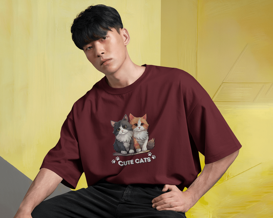 Oversized French Terry – Cute Cats Tee