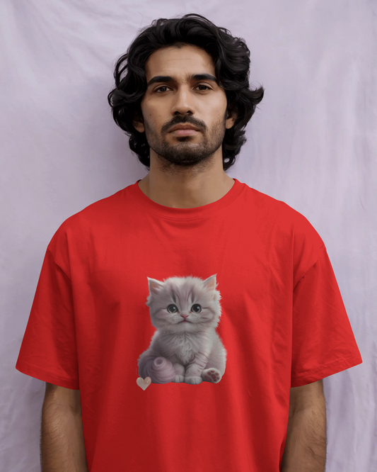 Earth & Thread | Cute Kitten 100% Cotton Regular Fit T-Shirt - Premium 180 GSM Adorable Pet Graphic