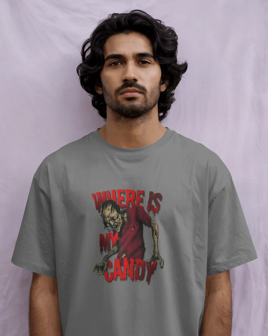 Earth & Thread | Where Is My Candy 100% Cotton Regular Fit T-Shirt - Premium 180 GSM Zombie Graphic Tee