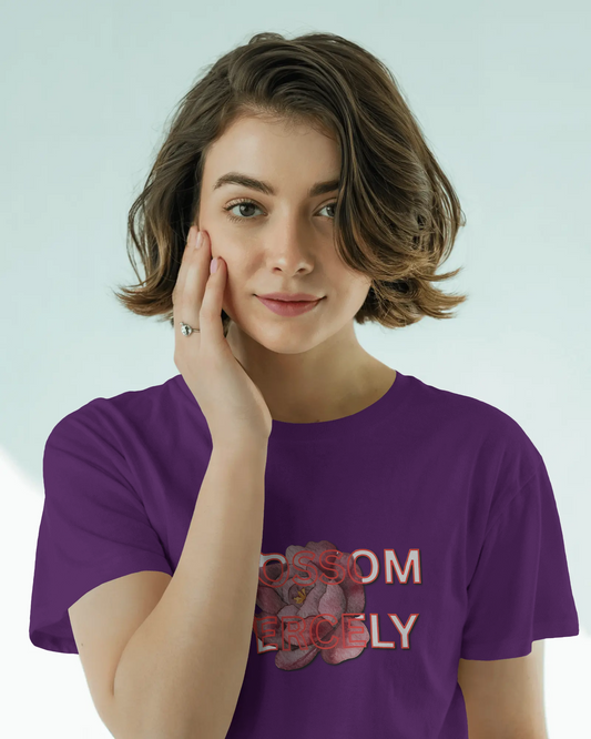 Earth & Thread | Blossom Fiercely 100% Cotton Regular Fit T-Shirt - Premium 180 GSM Empowering Floral Graphic Tee
